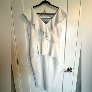 Boohoo brand new peplum midi dress ivory